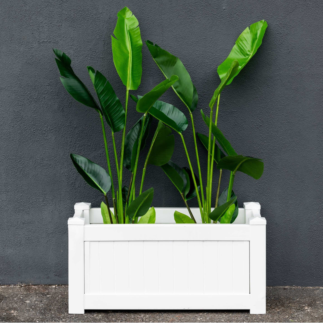 large plastic rectangular planter boxes australia Hamptons Outdoor Rectangular White Planter Box – Style My Home