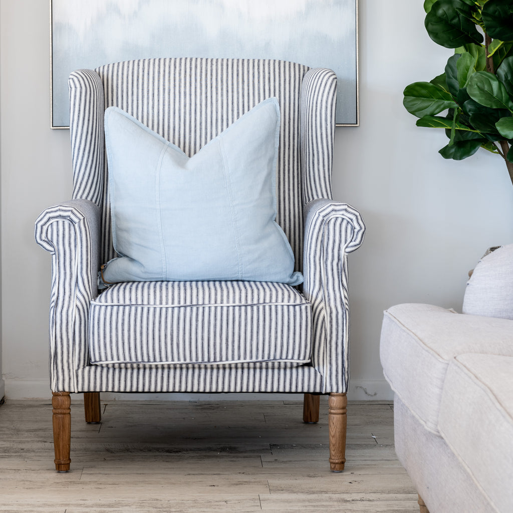 Hamptons stripe wingback armchair
