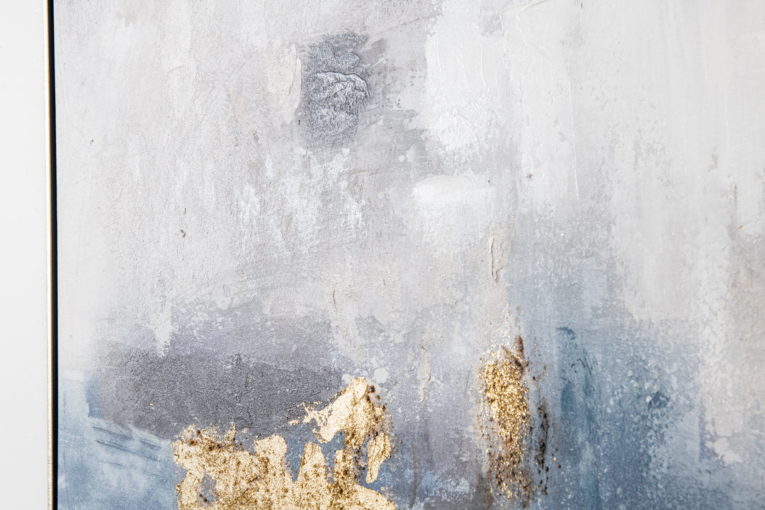 Swirling Gold 3 Canvas In Antique Silver Frame