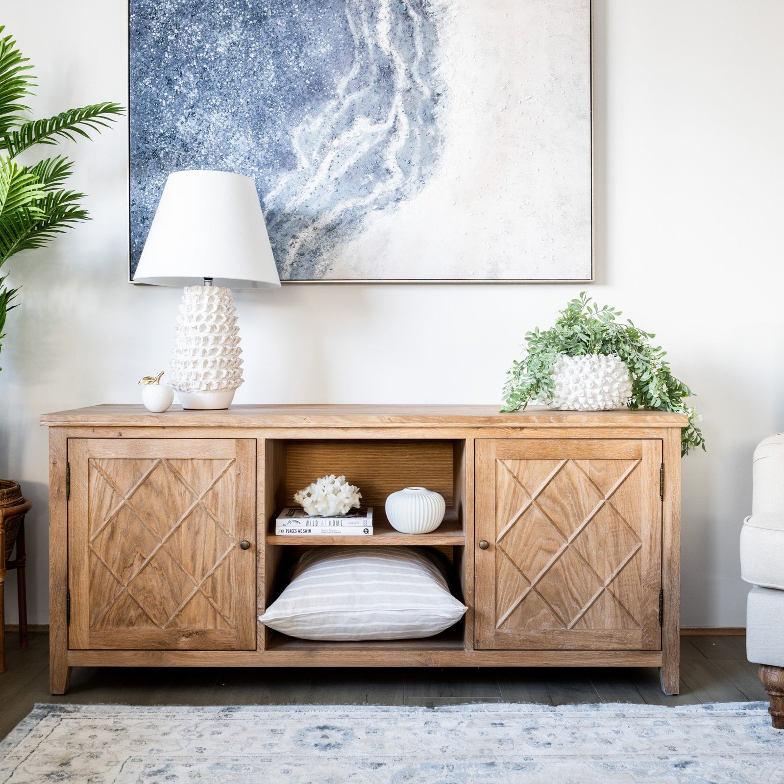 Ascot Medium Entertainment Unit Whitewash Oak 160cm wide x 55cm deep x 70cm high