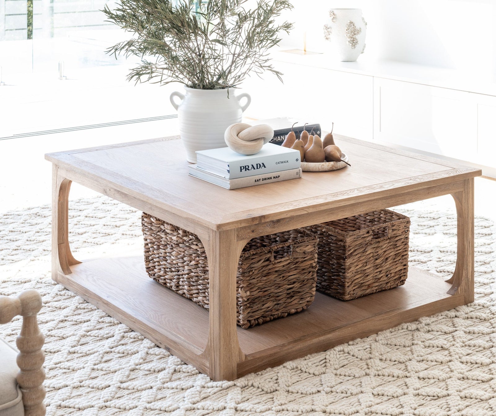 Milla Square Coffee Table Whitewash Oak 110cm wide x 110cm deep x 45cm high