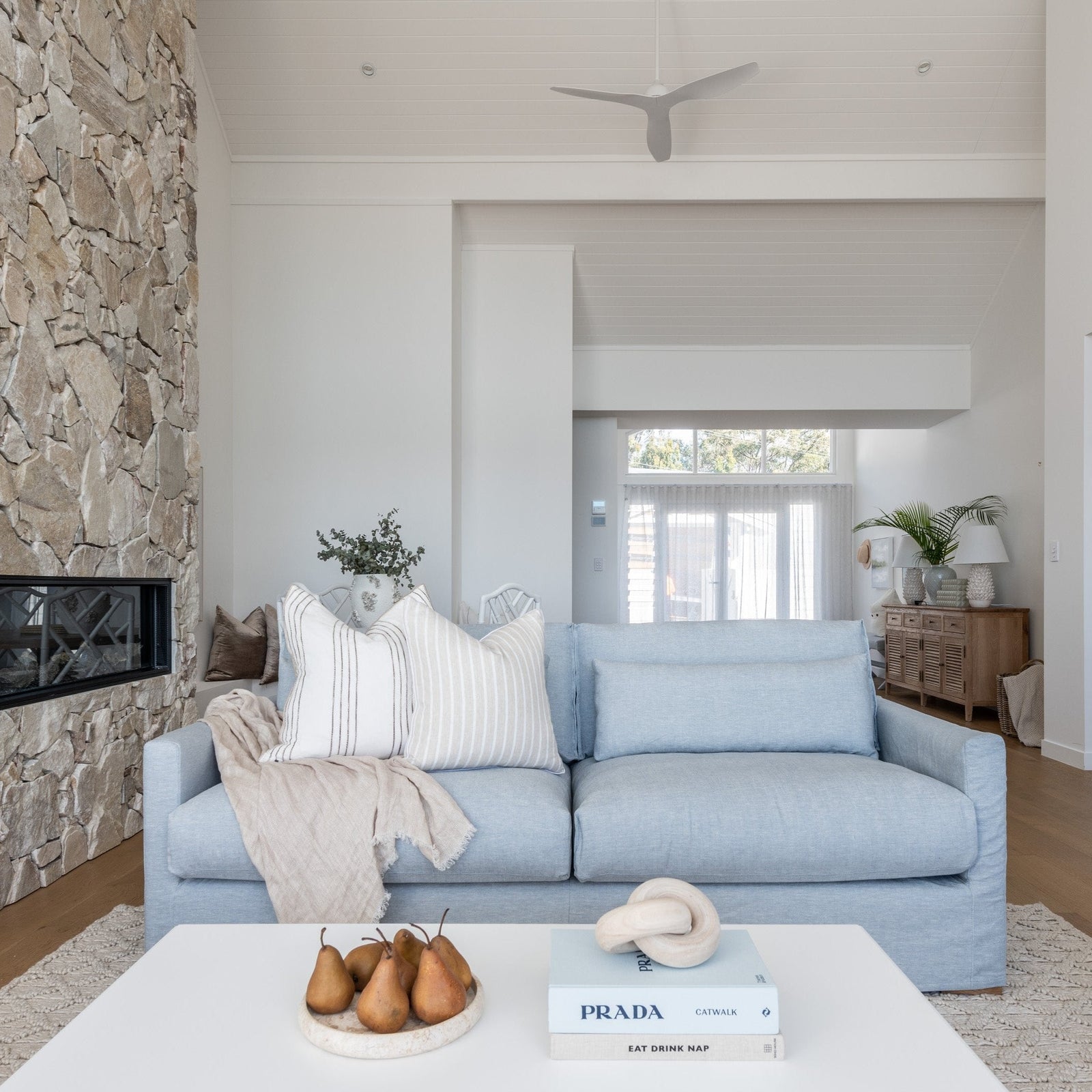 Capri Linen Slip Cover 3 Seater Lounge Duck Egg Blue 220cm wide x 96cm deep x 87cm high