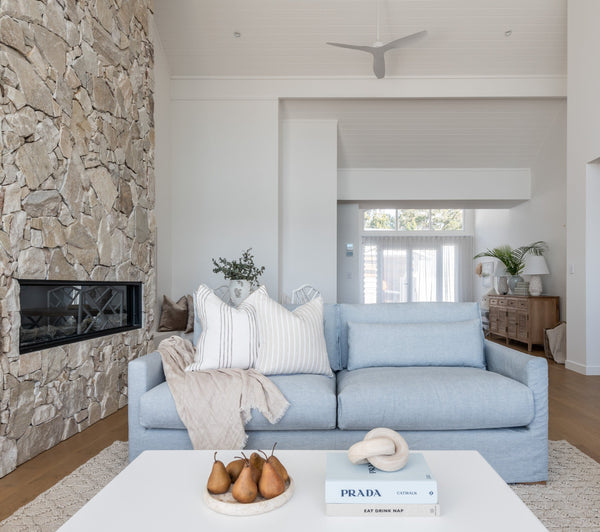 Capri Linen Slip Cover 3 Seater Lounge Duck Egg Blue 220cm wide x 96cm deep x 87cm high