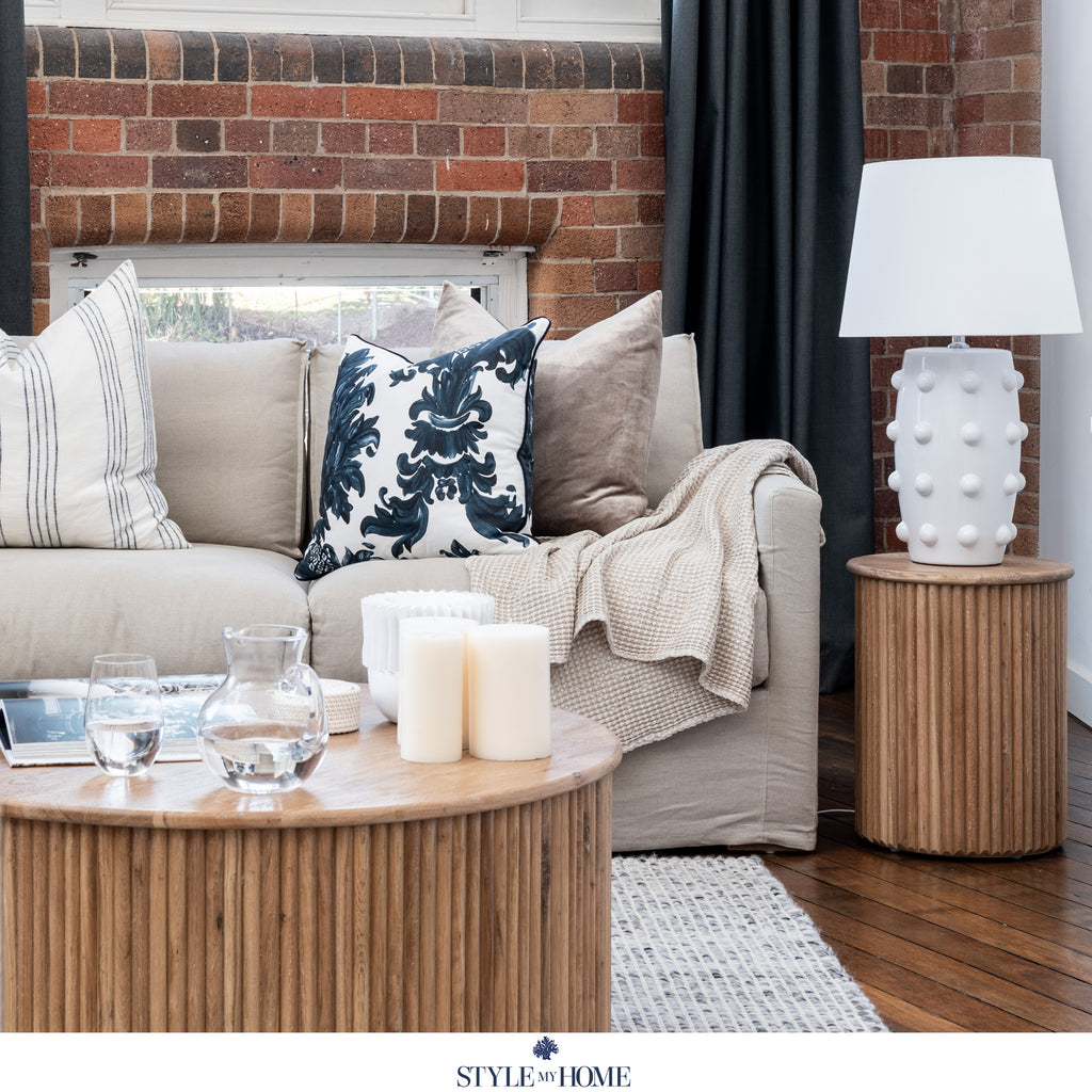 Coastal Hamptons linen slipcover sofa modern