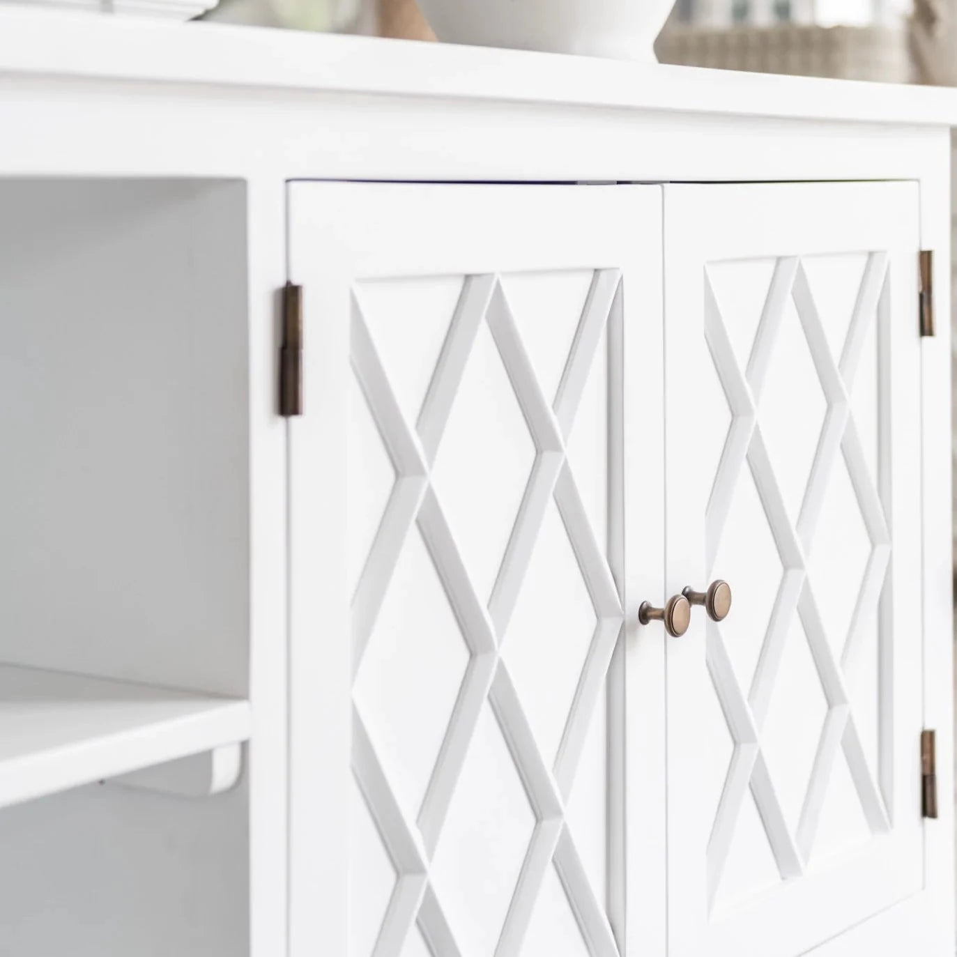 Ascot Medium Entertainment Unit Satin White 160cm wide x 55cm deep x 70cm high