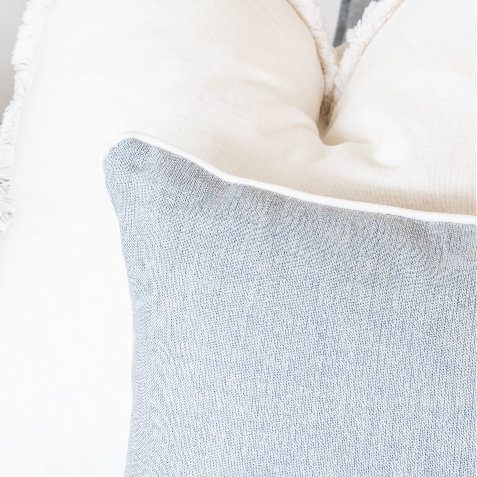Signature Duck Egg Blue Linen Lumbar Cushion