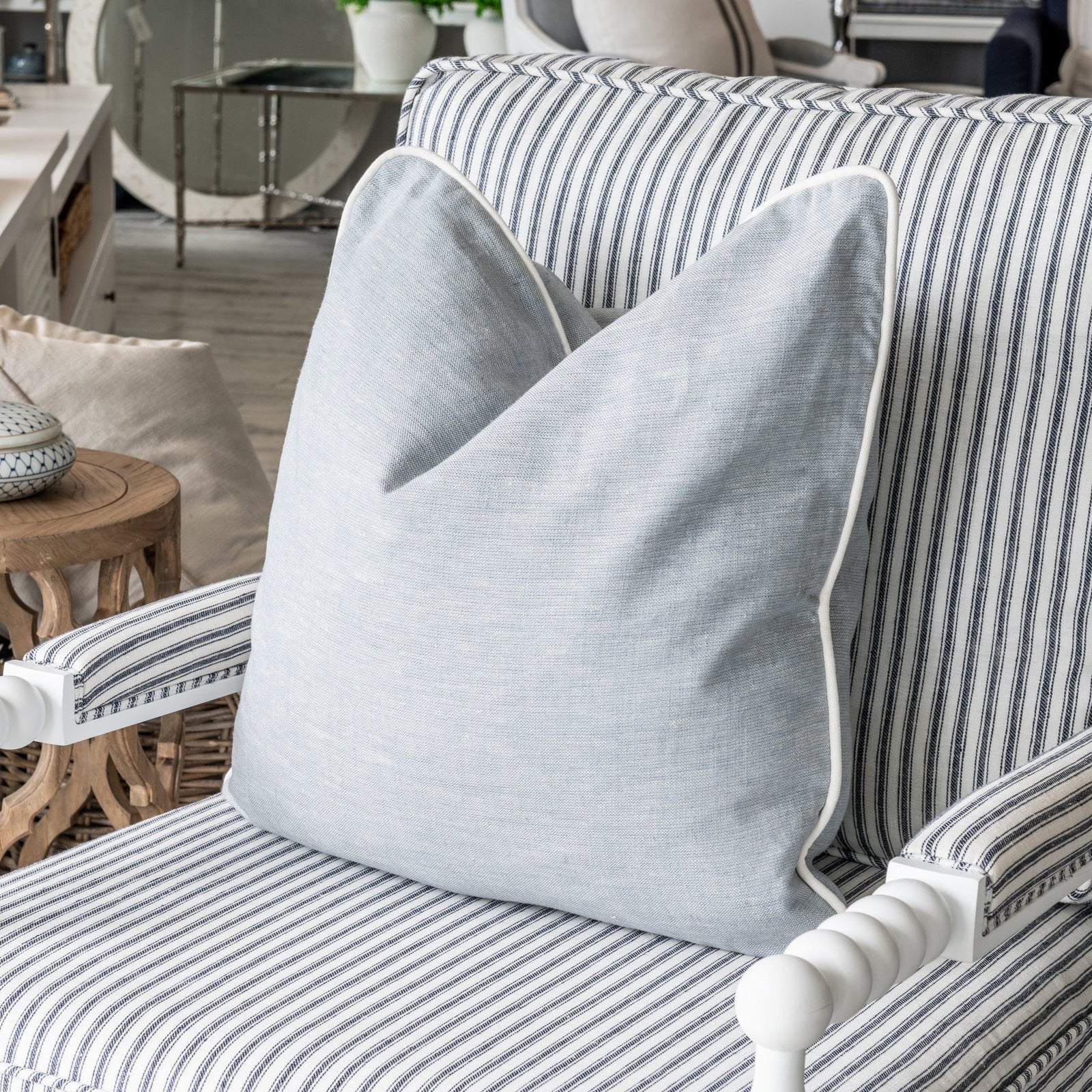 Signature Duck Egg Blue Linen Square Cushion