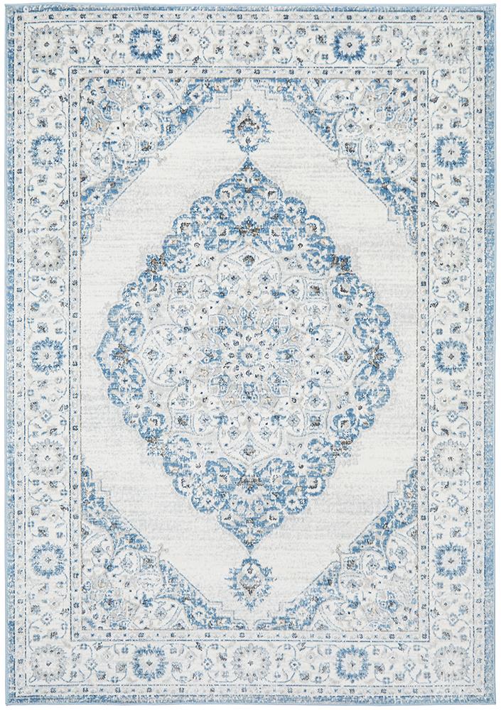 Manhattan Transitional Rectangle Rug Blue