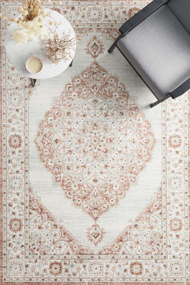Manhattan Transitional Rectangle Rug Peach