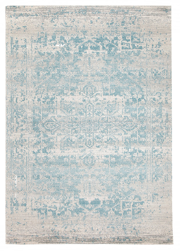 Glacier White Blue Transitional Rectangle Rug