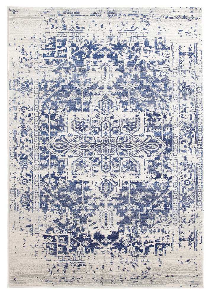 Horizon White Navy Transitional Rectangle Rug