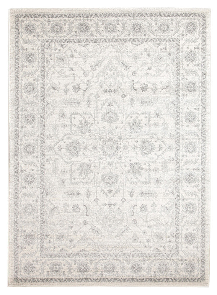 Winter White Transitional Rectangle Rug Grey