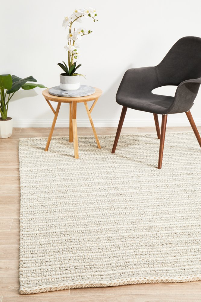 Buy Hamptons Hellena Braided Grey Felted Wool Rug