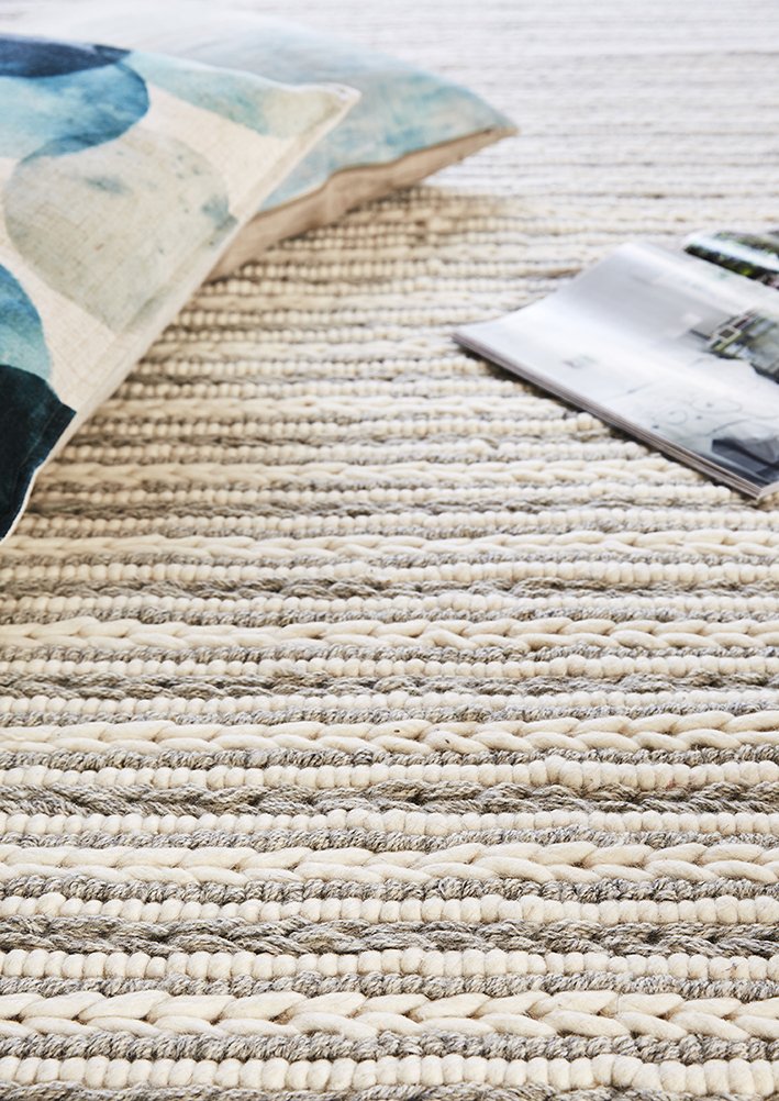 Buy Hamptons Hellena Braided Grey Felted Wool Rug