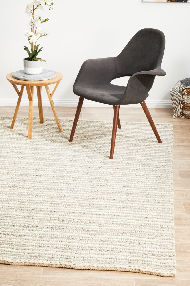 Hellena Braided Grey Felted Wool Rectangle Rug