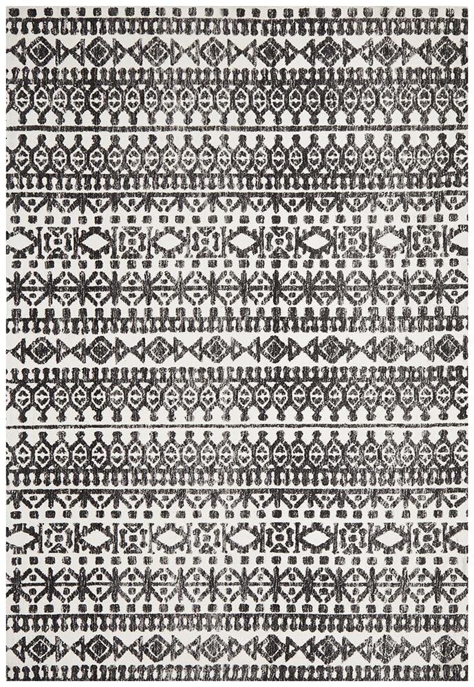 Yasmin Ivory Black Rectangle Rug