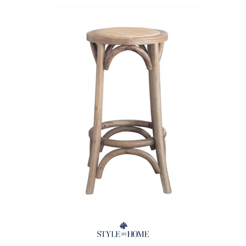 'David' Round Stool Hamptons classic, solid oak, backless stool