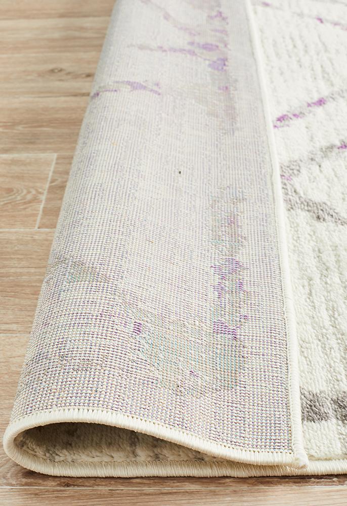 Kendall Contemporary Diamond Rug White Purple Grey