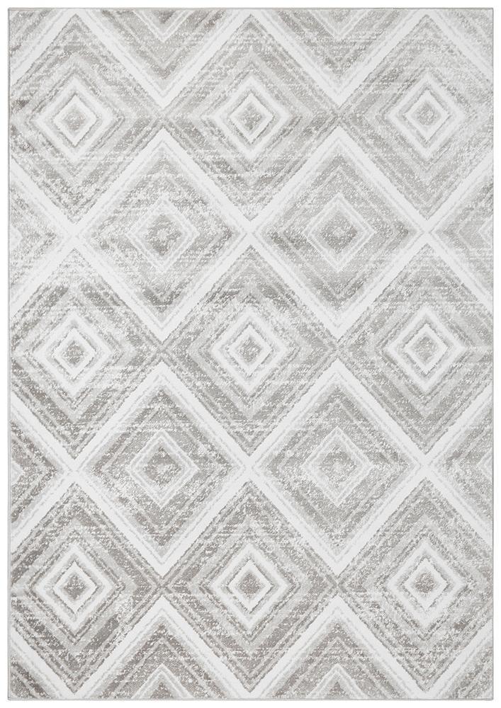 Sabrina Geo Diamonds Rug Silver Grey
