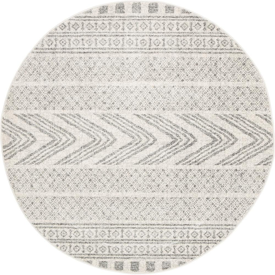Adani Modern Tribal Design Grey Round Rug