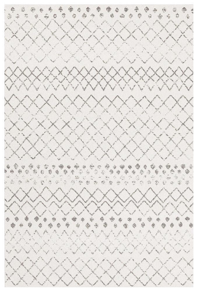 Oasis Selma White Grey Tribal Rectangle Rug