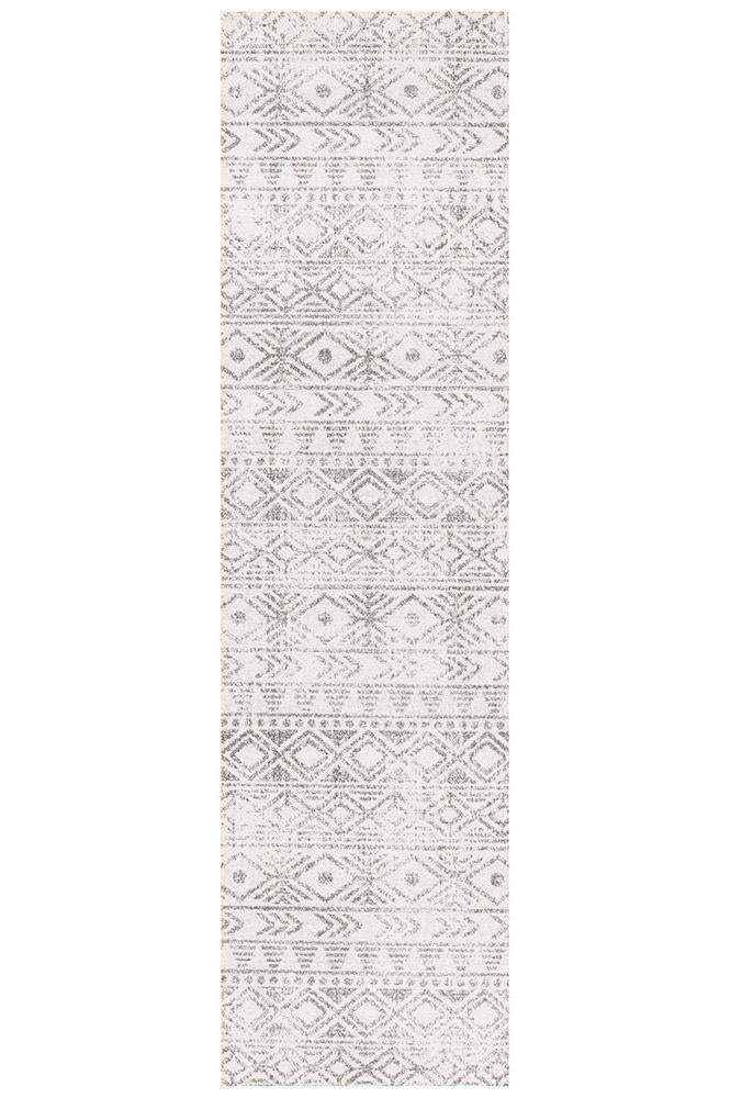 Oasis Ismail White Grey Rustic Runner