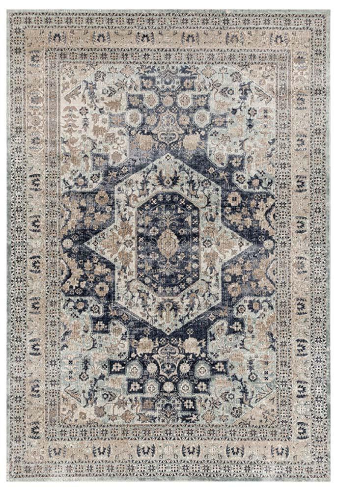 Esquire Brushed Traditional Blue Rectangle Rug