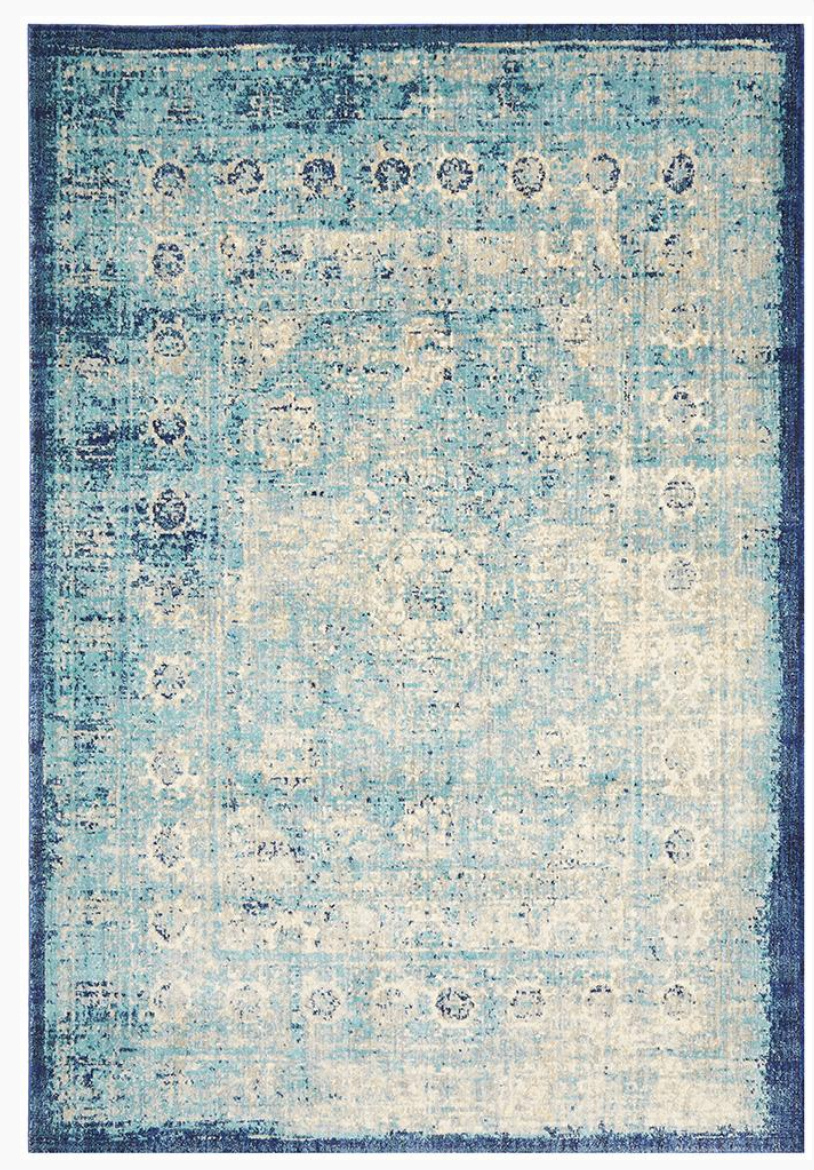Wind Stunning Designer Rectangle Rug Blue