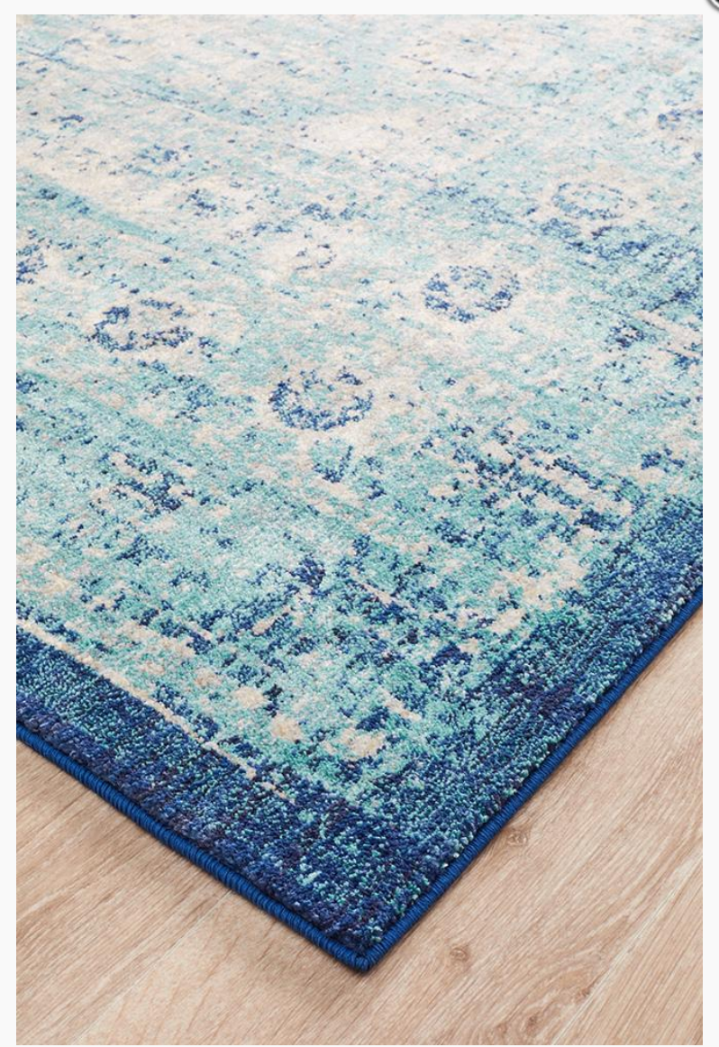 Wind Stunning Designer Rectangle Rug Blue