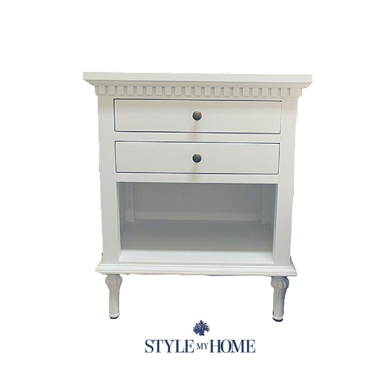 classic hamptons white bedside table